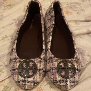 Tory Burch Women's Tweed Ballet Flats - Pink and Black perfect for Easter 🐣